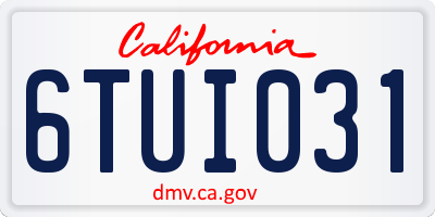 CA license plate 6TUI031