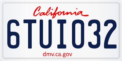 CA license plate 6TUI032