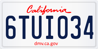 CA license plate 6TUI034