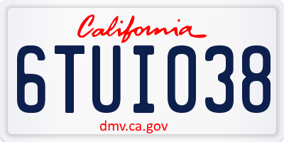 CA license plate 6TUI038