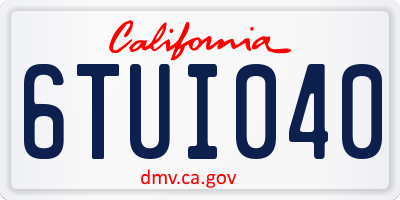 CA license plate 6TUI040
