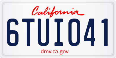 CA license plate 6TUI041