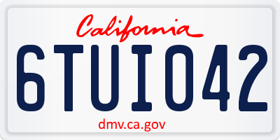 CA license plate 6TUI042