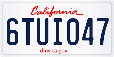 CA license plate 6TUI047