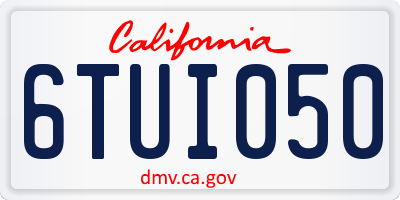 CA license plate 6TUI050