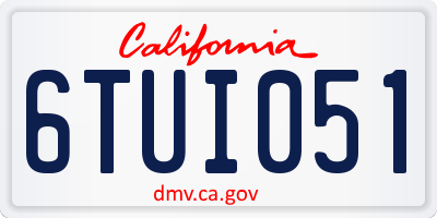 CA license plate 6TUI051