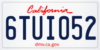 CA license plate 6TUI052