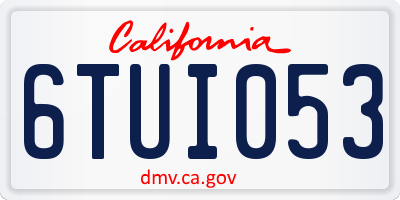 CA license plate 6TUI053