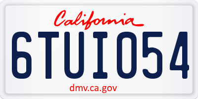 CA license plate 6TUI054