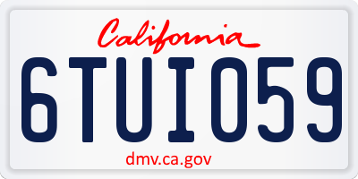 CA license plate 6TUI059