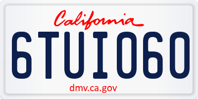 CA license plate 6TUI060