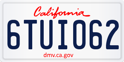 CA license plate 6TUI062