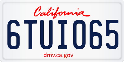 CA license plate 6TUI065