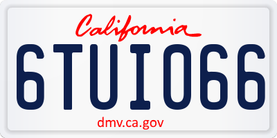 CA license plate 6TUI066