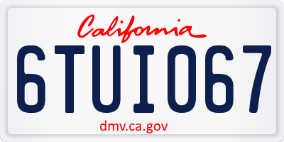 CA license plate 6TUI067
