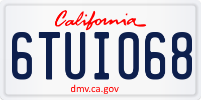 CA license plate 6TUI068