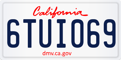 CA license plate 6TUI069