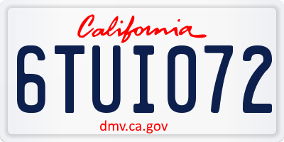 CA license plate 6TUI072