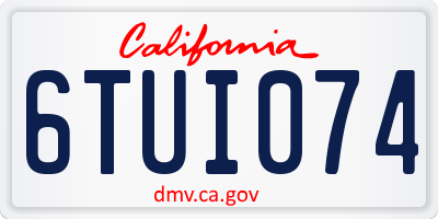 CA license plate 6TUI074