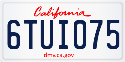 CA license plate 6TUI075