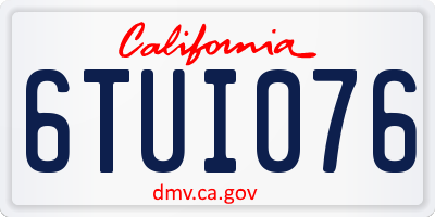 CA license plate 6TUI076