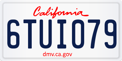 CA license plate 6TUI079