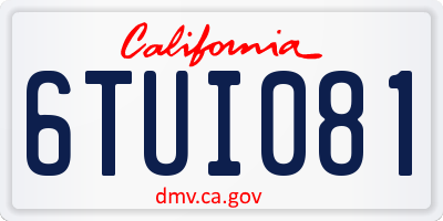 CA license plate 6TUI081