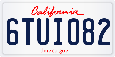 CA license plate 6TUI082