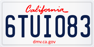 CA license plate 6TUI083