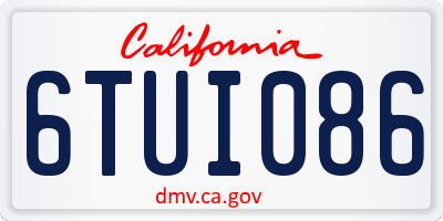 CA license plate 6TUI086