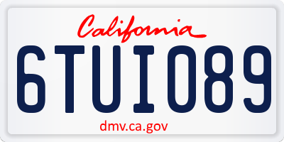 CA license plate 6TUI089
