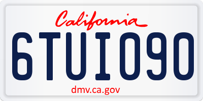 CA license plate 6TUI090