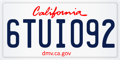 CA license plate 6TUI092