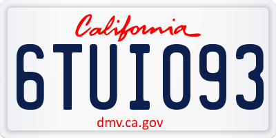 CA license plate 6TUI093