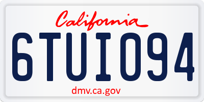 CA license plate 6TUI094
