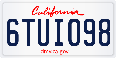 CA license plate 6TUI098