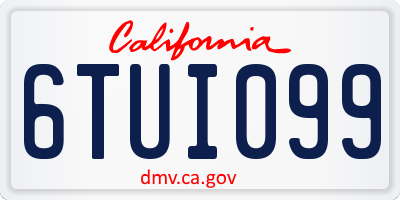 CA license plate 6TUI099