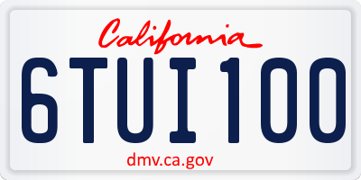 CA license plate 6TUI100