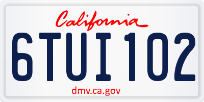 CA license plate 6TUI102