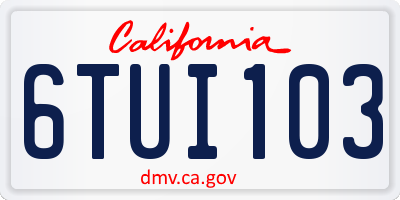 CA license plate 6TUI103