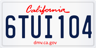 CA license plate 6TUI104