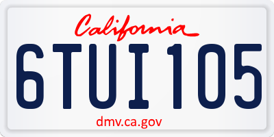 CA license plate 6TUI105