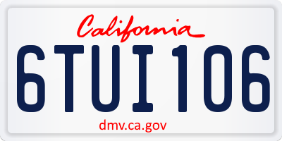 CA license plate 6TUI106