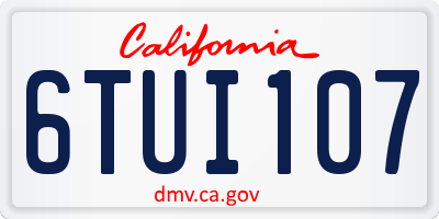 CA license plate 6TUI107