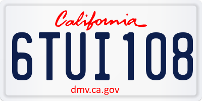 CA license plate 6TUI108