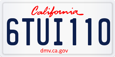 CA license plate 6TUI110