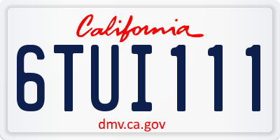 CA license plate 6TUI111