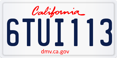 CA license plate 6TUI113