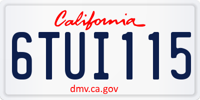 CA license plate 6TUI115