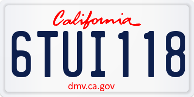 CA license plate 6TUI118